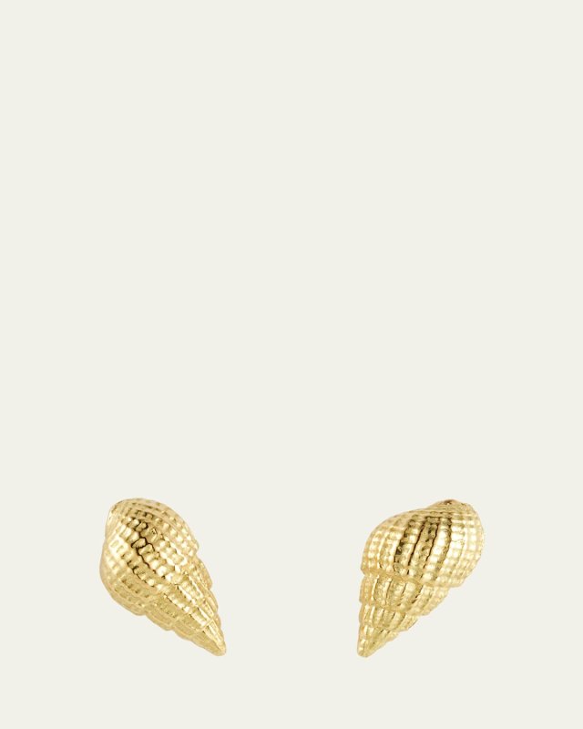 18K Yellow Gold Small Spiral Shell Stud Earrings